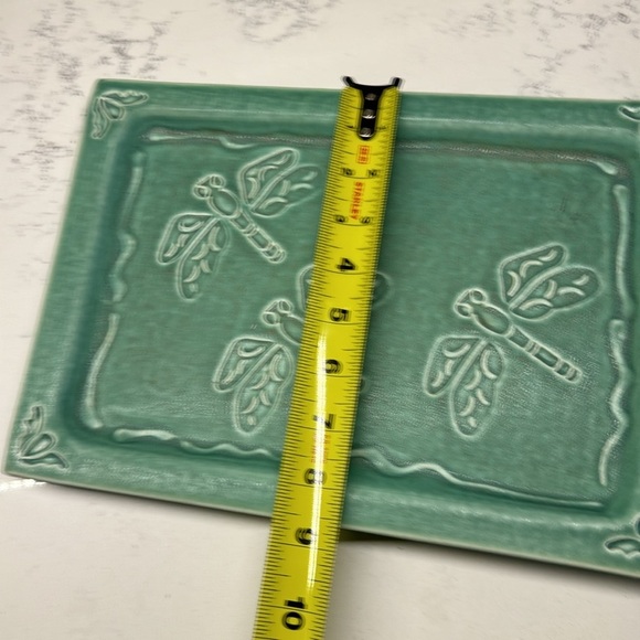 TOSCH Whitestone Studio Art Pottery Denim Blue Glazed Tray dragonfly - Picture 4 of 6
